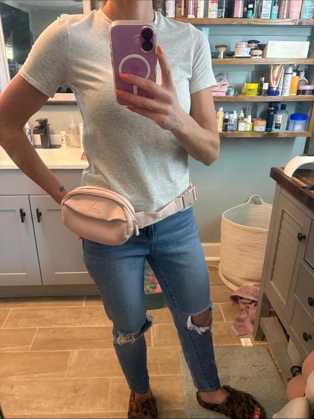 Reebok Pale Pink Crossbody Sling Bag